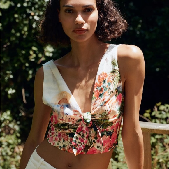 ZARA PRINTED KNOT TOP - Picture 1 of 15